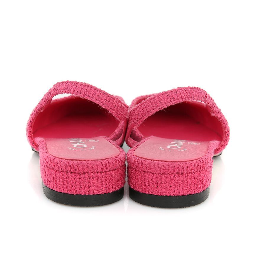 CHANEL Tweed Slingback Low Heel Sandals G31319 [] - Image 6